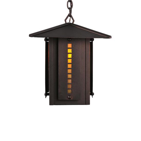 Meyda Lighting Moss Creek 20" Cinnamon Coffee Metallic Stepping Stone Lantern Pendant Light