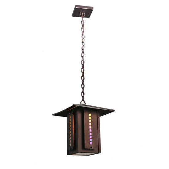 Meyda Lighting Moss Creek 20" Cinnamon Coffee Metallic Stepping Stone Lantern Pendant Light