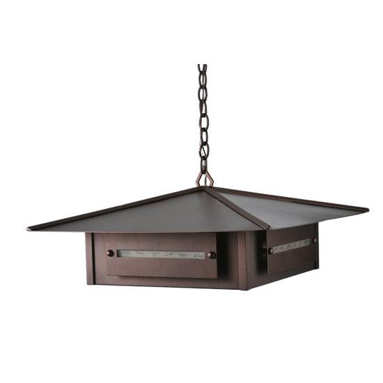 Meyda Lighting Moss Creek 35" Cinnamon Coffee Metallic Creekside Pendant Light With Beige Shade Glass