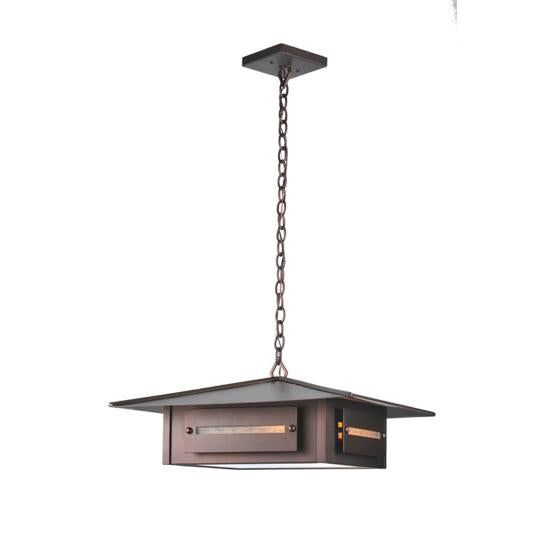 Meyda Lighting Moss Creek 35" Cinnamon Coffee Metallic Creekside Pendant Light With Beige Shade Glass