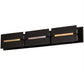 Meyda Lighting Moss Creek 36" 3-Light Solar Black Creekside Vanity Light With Frosted Clear & Beige Shade Glass