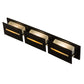 Meyda Lighting Moss Creek 36" 3-Light Solar Black Creekside Vanity Light With Frosted Clear & Beige Shade Glass