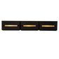 Meyda Lighting Moss Creek 36" 3-Light Solar Black Creekside Vanity Light With Frosted Clear & Beige Shade Glass