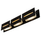 Meyda Lighting Moss Creek 36" 3-Light Solar Black Creekside Vanity Light With Frosted Clear & Beige Shade Glass