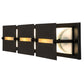 Meyda Lighting Moss Creek 36" 3-Light Solar Black Creekside Vanity Light With Frosted Clear & Beige Shade Glass