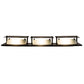 Meyda Lighting Moss Creek 36" 3-Light Solar Black Creekside Vanity Light With Frosted Clear & Beige Shade Glass