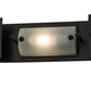 Meyda Lighting Moss Creek 36" 3-Light Solar Black Creekside Vanity Light With Frosted Clear & Beige Shade Glass