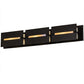 Meyda Lighting Moss Creek 36" 3-Light Solar Black Creekside Vanity Light With Frosted Clear & Beige Shade Glass