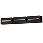 Meyda Lighting Moss Creek 45" 3-Light Solar Black Creekside Vanity Light With Frosted Clear & Beige Shade Glass
