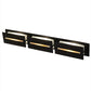 Meyda Lighting Moss Creek 45" 3-Light Solar Black Creekside Vanity Light With Frosted Clear & Beige Shade Glass