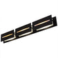 Meyda Lighting Moss Creek 45" 3-Light Solar Black Creekside Vanity Light With Frosted Clear & Beige Shade Glass