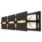 Meyda Lighting Moss Creek 45" 3-Light Solar Black Creekside Vanity Light With Frosted Clear & Beige Shade Glass