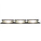 Meyda Lighting Moss Creek 45" 3-Light Solar Black Creekside Vanity Light With Frosted Clear & Beige Shade Glass