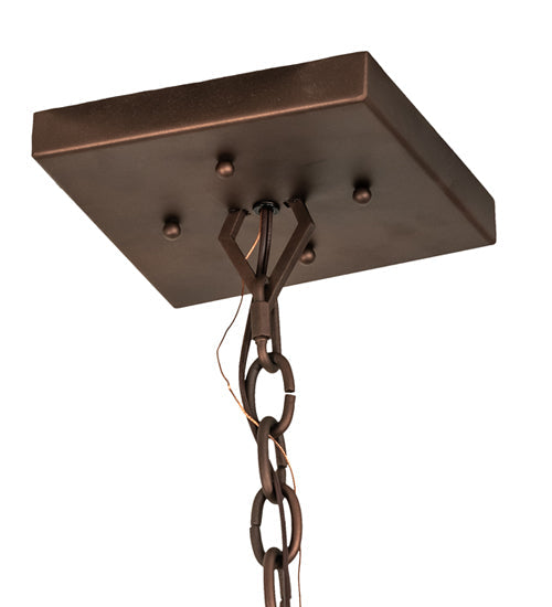 Meyda Lighting Moss Creek 48" 6-Light Cinnamon Coffee Metallic Stepping Stone Pendant Light With Beige Iridescent Glass & Statuario Idalight Shade