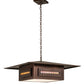 Meyda Lighting Moss Creek 48" 6-Light Cinnamon Coffee Metallic Stepping Stone Pendant Light With Beige Iridescent Glass & Statuario Idalight Shade