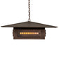 Meyda Lighting Moss Creek 48" 6-Light Cinnamon Coffee Metallic Stepping Stone Pendant Light With Beige Iridescent Glass & Statuario Idalight Shade