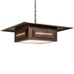 Meyda Lighting Moss Creek 48" 6-Light Cinnamon Coffee Metallic Stepping Stone Pendant Light With Beige Iridescent Glass & Statuario Idalight Shade