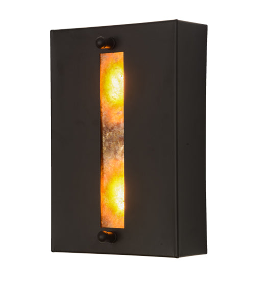 Meyda Lighting Moss Creek 8" 2-Light Oil Rubbed Bronze Creekside Wall Sconce With Iridescent Amber Mica Shade Glass