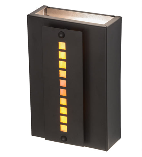 Meyda Lighting Moss Creek 8" 2-Light Oil Rubbed Bronze Creekside Wall Sconce With Iridescent Amber Mica Shade Glass