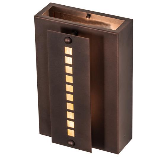 Meyda Lighting Moss Creek 8" Cinnamon Coffee Metallic Stepping Stone Wall Sconce