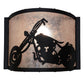 Meyda Lighting Motorcycle 11" Textured Black Wall Sconce With Silver Mica Shade Glass