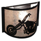 Meyda Lighting Motorcycle 11" Textured Black Wall Sconce With Silver Mica Shade Glass