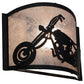 Meyda Lighting Motorcycle 11" Textured Black Wall Sconce With Silver Mica Shade Glass