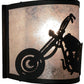 Meyda Lighting Motorcycle 11" Textured Black Wall Sconce With Silver Mica Shade Glass