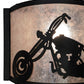 Meyda Lighting Motorcycle 11" Textured Black Wall Sconce With Silver Mica Shade Glass