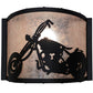 Meyda Lighting Motorcycle 11" Textured Black Wall Sconce With Silver Mica Shade Glass