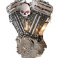 Meyda Lighting Motorcycle 15" 2-Light Extreme Chrome & Textured Black Motor Wall Sconce With Devil Red Idalight Shade