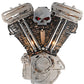Meyda Lighting Motorcycle 15" 2-Light Extreme Chrome & Textured Black Motor Wall Sconce With Devil Red Idalight Shade