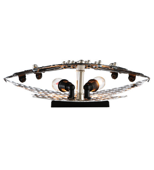Meyda Lighting Motorcycle 15" 2-Light Extreme Chrome & Textured Black Motor Wall Sconce With Devil Red Idalight Shade