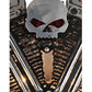 Meyda Lighting Motorcycle 15" 2-Light Extreme Chrome & Textured Black Motor Wall Sconce With Devil Red Idalight Shade