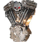 Meyda Lighting Motorcycle 15" 2-Light Extreme Chrome & Textured Black Motor Wall Sconce With Devil Red Idalight Shade
