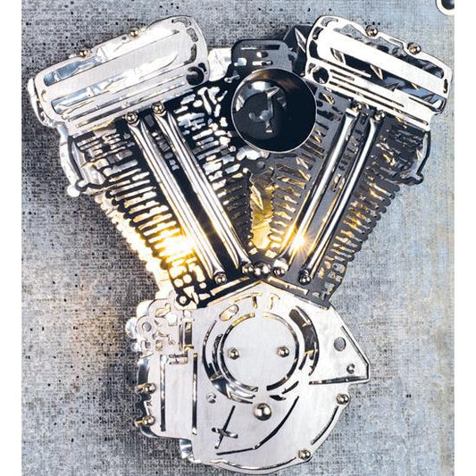 Meyda Lighting Motorcycle 15" 2-Light Nickel Motor Wall Sconce With Silver & Black Shade