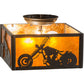 Meyda Lighting Motorcycle 15" 2-Light Timeless Bronze Flush Mount Light With Amber Mica Shade Glass