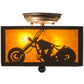 Meyda Lighting Motorcycle 15" 2-Light Timeless Bronze Flush Mount Light With Amber Mica Shade Glass