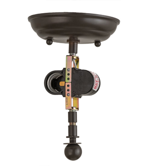 Meyda Lighting Motorcycle 15" 2-Light Timeless Bronze Flush Mount Light With Amber Mica Shade Glass