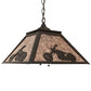 Meyda Lighting Motorcycle 23" 2-Light Timeless Bronze Pendant Light With Silver Mica Shade Glass