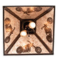 Meyda Lighting Motorcycle 23" 2-Light Timeless Bronze Pendant Light With Silver Mica Shade Glass