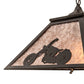 Meyda Lighting Motorcycle 23" 2-Light Timeless Bronze Pendant Light With Silver Mica Shade Glass