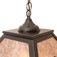 Meyda Lighting Motorcycle 23" 2-Light Timeless Bronze Pendant Light With Silver Mica Shade Glass