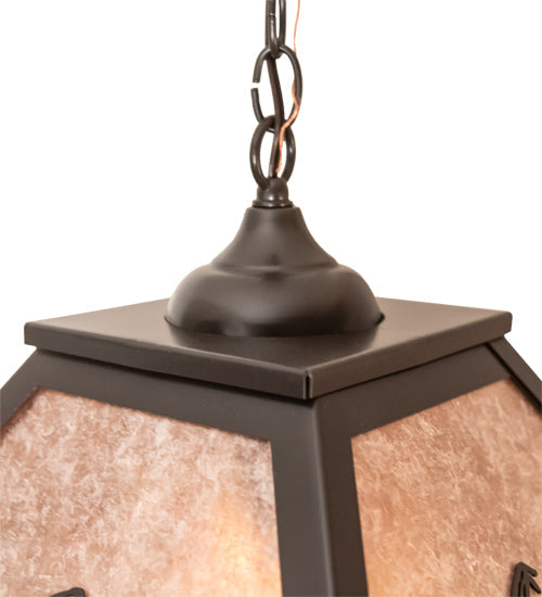 Meyda Lighting Motorcycle 23" 2-Light Timeless Bronze Pendant Light With Silver Mica Shade Glass
