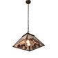 Meyda Lighting Motorcycle 23" 2-Light Timeless Bronze Pendant Light With Silver Mica Shade Glass