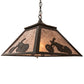 Meyda Lighting Motorcycle 23" 2-Light Timeless Bronze Pendant Light With Silver Mica Shade Glass