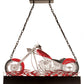 Meyda Lighting Motorcycle 38" 2-Lights Textured Black Inverted Pendant Light With Clear Seeded Shade Glass