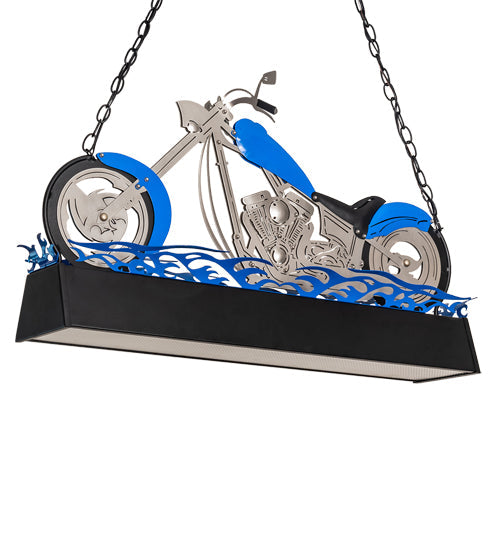 Meyda Lighting Motorcycle 39" 2-Light Multi-Colored Island Pendant Light With Prismatic Clear Acrylic Shade