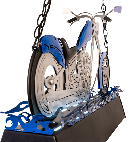 Meyda Lighting Motorcycle 39" 2-Light Multi-Colored Island Pendant Light With Prismatic Clear Acrylic Shade