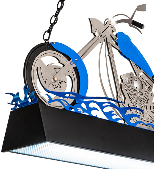 Meyda Lighting Motorcycle 39" 2-Light Multi-Colored Island Pendant Light With Prismatic Clear Acrylic Shade